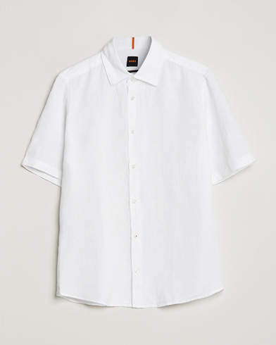 Herre |  | BOSS Casual | Rash Linen Short Sleeve Shirt White