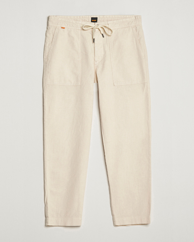Herre | Drawstringbukser  | BOSS ORANGE | Sisla Cotton/Linen Drawstring Pants Light Beige