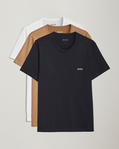 Herre | BOSS | BOSS BLACK | 3-Pack Crew Neck T-Shirt Beige/White/Black