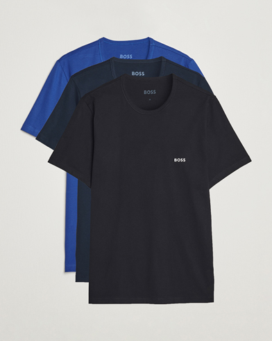 Herre |  | BOSS BLACK | 3-Pack Crew Neck T-Shirt Blue/Navy/Dark Blue