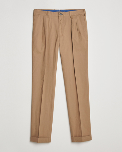 Herre | Pæne bukser | Incotex | Carrot Fit Popelino Lightweight Cotton Trousers Khaki