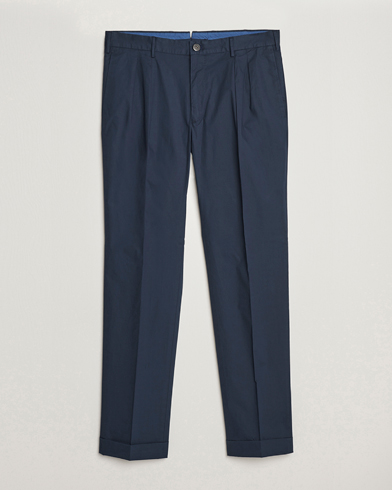 Herre | Pæne bukser | Incotex | Carrot Fit Popelino Lightweight Cotton Trousers Navy