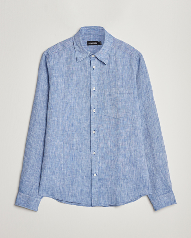 Herre | Hørskjorter | J.Lindeberg | Slim Fit Linen Melange Shirt Lapis Blue