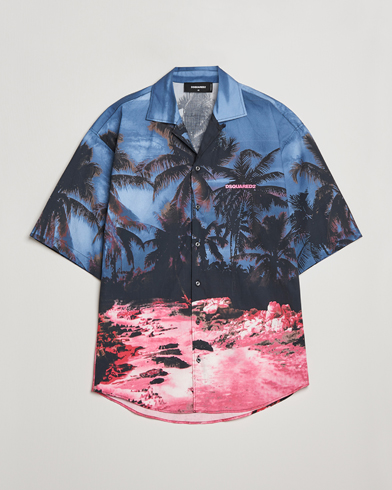 Herre | Kortærmede skjorter | Dsquared2 | Palm Tree Bowling Shirt Purple