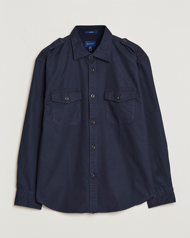 Herre | Shirt Jackets | GANT | Solid Twill Overshirt Evening Blue