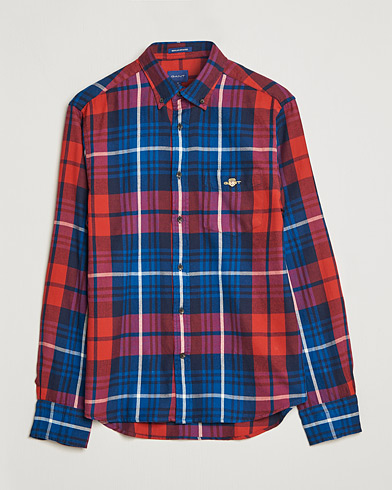 Herre | Flannelskjorter | GANT | Regular Plaid Flannel Shirt Ruby Red