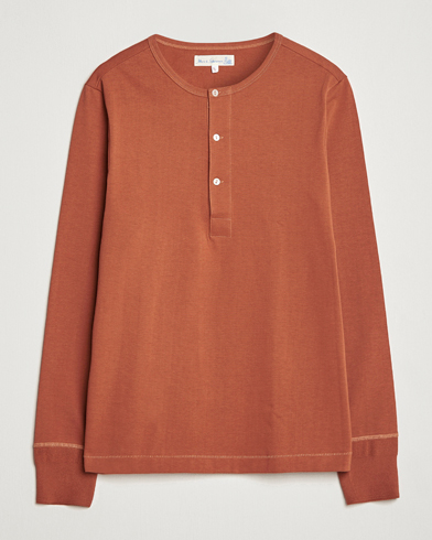 Herre | Henley trøjer | Merz b. Schwanen | Classic Organic Cotton Henley Sweater Sierra Red