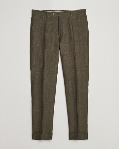 Herre | Hørbukser | Morris Heritage | Jack Linen Suit Trousers Olive
