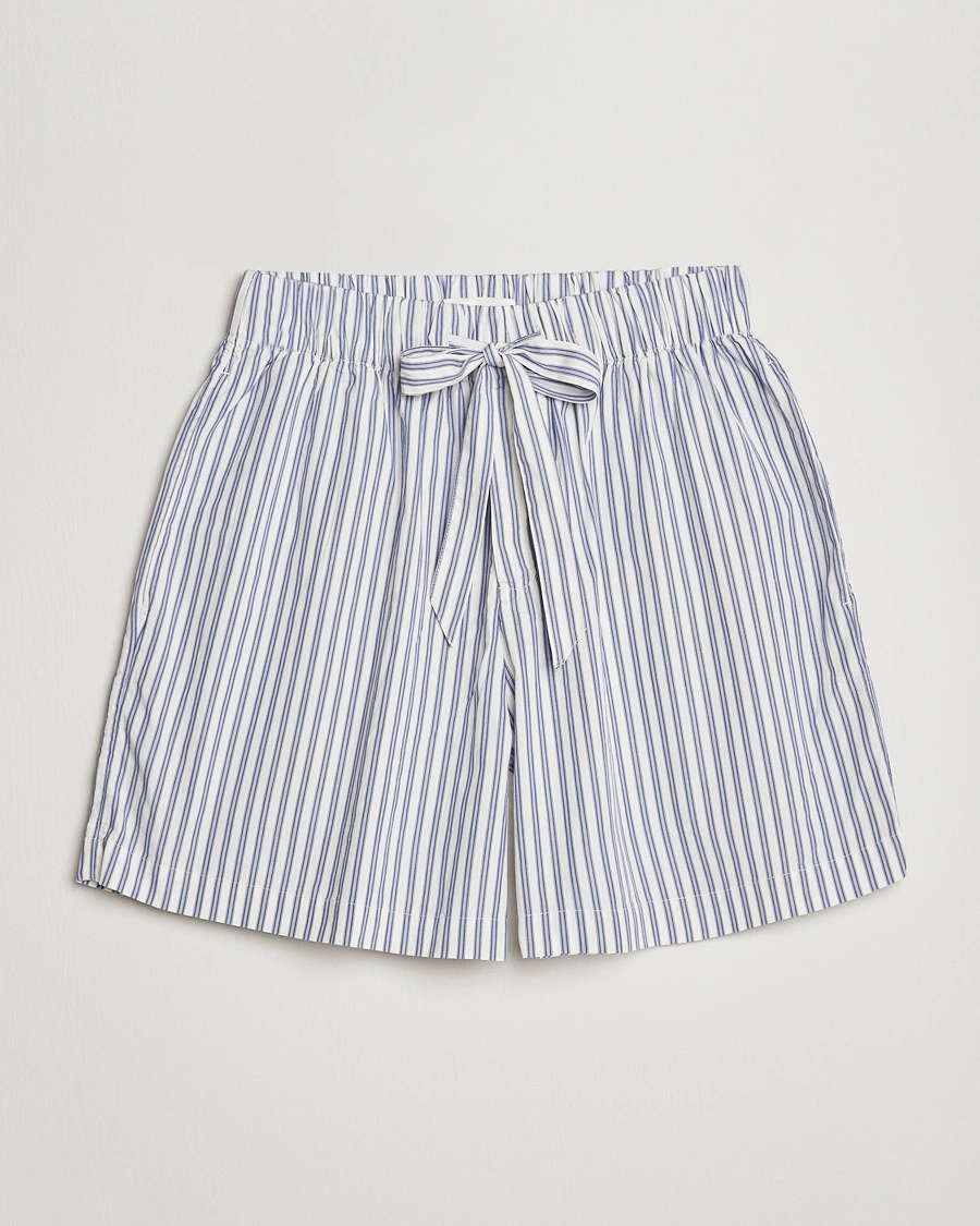 Tekla Poplin Pyjama Shorts Skagen Stripes – Blå