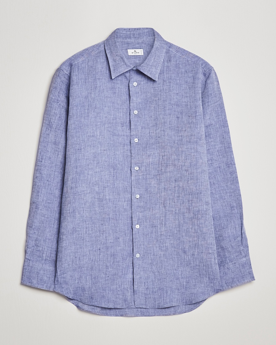 Herre | | Etro | Linen Sport Shirt Dark Blue