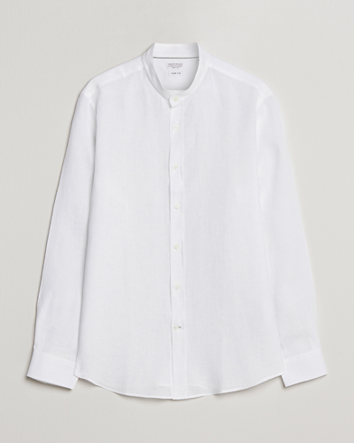 Herre | Hørskjorter | Brunello Cucinelli | Linen Guru Collar Shirt White