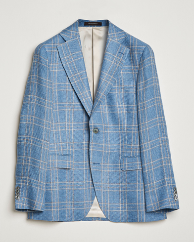 Herre | Hørblazer | Oscar Jacobson | Fogerty Soft Cotton/Linen/Wool Blazer Light Blue