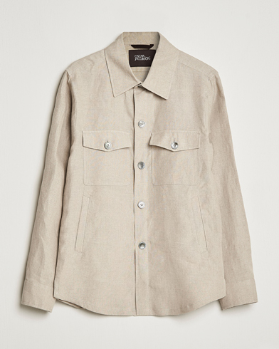 Herre |  | Oscar Jacobson | Maverick Linen Shirt Jacket Beige