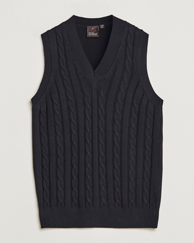 Herre | Slipovers | Oscar Jacobson | Lucas Cable Knitted Vest Navy