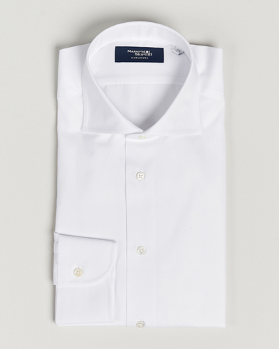 Herre | Mørkt tøj | Kamakura Shirts | Slim Fit Broadcloth Shirt White