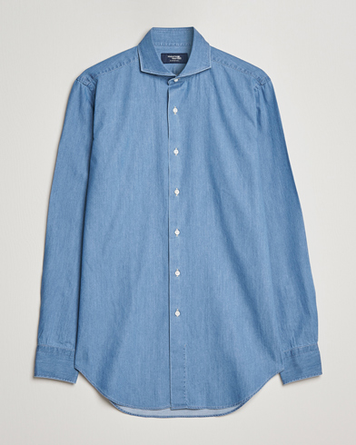 Herre | Denimskjorter | Kamakura Shirts | Slim Fit Denim Shirt Light Indigo