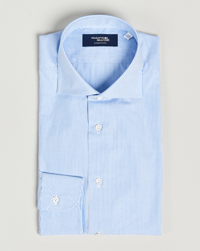 Herre | Businessskjorter | Kamakura Shirts | Slim Fit Striped Broadcloth Shirt Light Blue