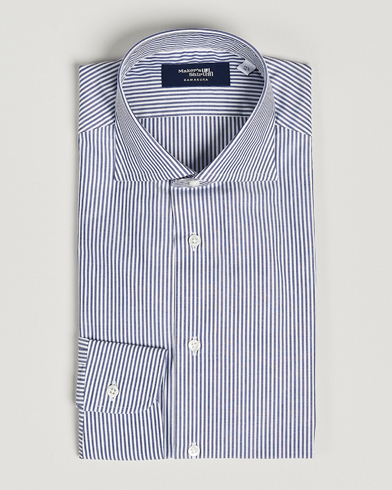 Herre |  | Kamakura Shirts | Slim Fit Striped Broadcloth Shirt Navy
