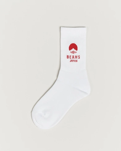 Herre | Wardrobe basics | Beams Japan | Logo Socks White/Red