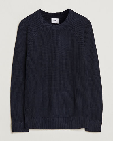 Herre | Strikkede trøjer | NN07 | Jacobo Cotton Knitted Sweater Navy Blue