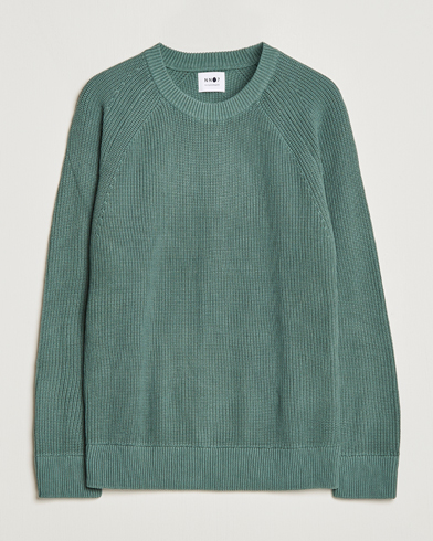 Herre | Strikkede trøjer | NN07 | Jacobo Cotton Knitted Sweater Forest Mint
