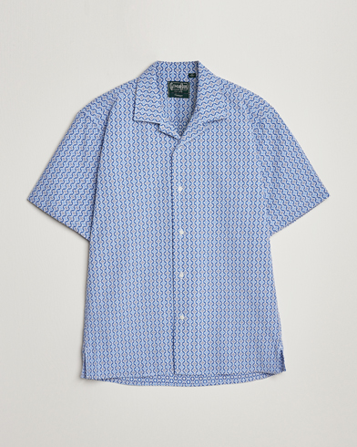 Herre | American Heritage | Gitman Vintage | Summer Ready Jacquard Camp Shirt Light Blue