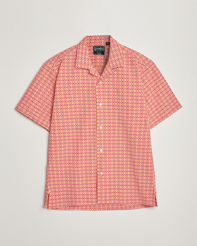 Herre | Kortærmede skjorter | Gitman Vintage | Summer Ready Jacquard Camp Shirt Rosa