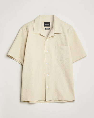 Herre | Kortærmede skjorter | Howlin' | Short Sleeve Cotton Seersucker Shirt Ecru