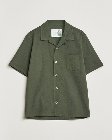 Herre | Kortærmede skjorter | Howlin' | Short Sleeve Cotton Seersucker Shirt Greenish