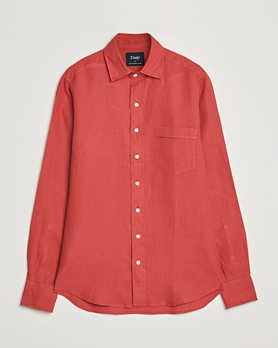 Herre | Hørskjorter | Drake's | Linen Summer Shirt Red
