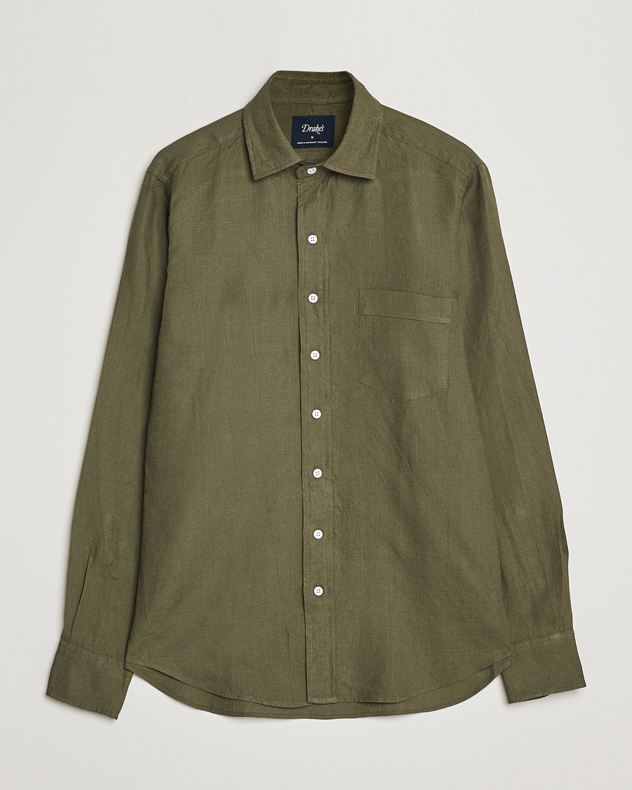 Drake's Linen Summer Shirt Green – Grøn