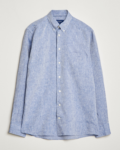 Herre | Hørskjorter | Eton | Slim Fit Linen Shirt Mid Blue
