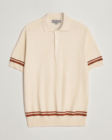 Herre | Canali | Canali | Short Sleeve Knitted Polo Beige