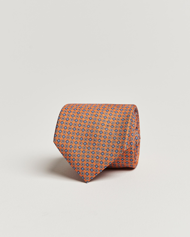 Herre |  | Canali | Micro Pattern Printed Silk Tie Orange