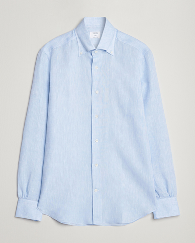 Herre | Hørskjorter | Mazzarelli | Soft Linen Button Down Shirt Light Blue