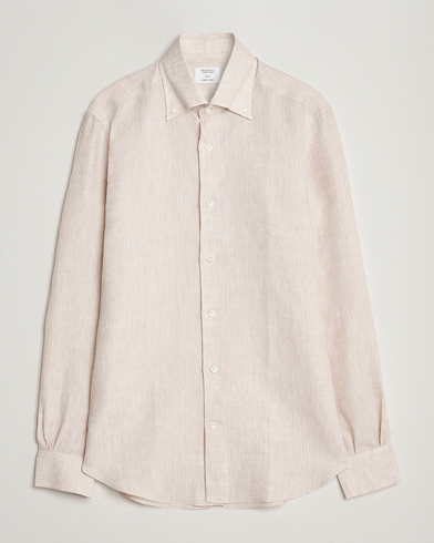 Herre | Hørskjorter | Mazzarelli | Soft Linen Button Down Shirt Beige