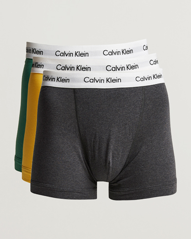 Herre | Briefs | Calvin Klein | Cotton Stretch Trunk 3-Pack Charcoal/Yellow/Green