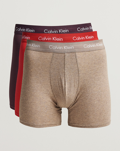 Herre | Calvin Klein | Calvin Klein | Cotton Stretch 3-Pack Boxer Breif Plum/Red/Beige