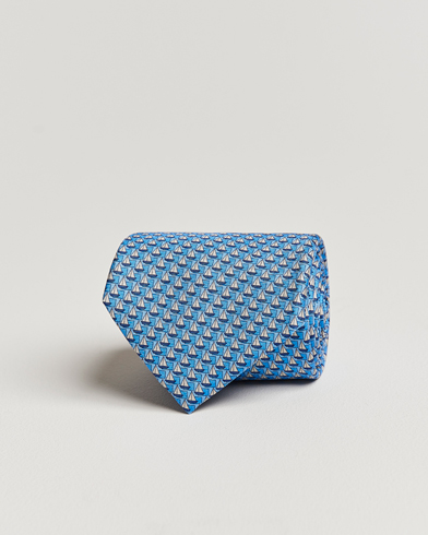 Herre | Italian Department | Zegna | Boat Printed Silk Tie Light Blue