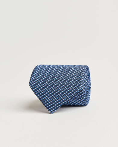 Herre |  | Zegna | Geometrical Print Silk Tie Navy