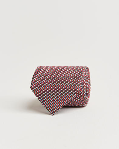 Herre |  | Zegna | Geometrical Print Silk Tie Red