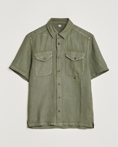 Herre | Kortærmede skjorter | C.P. Company | Short Sleeve Pocket Linen Shirt Olive