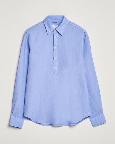 Herre | Aspesi | Aspesi | Linen Popover Shirt Light Blue