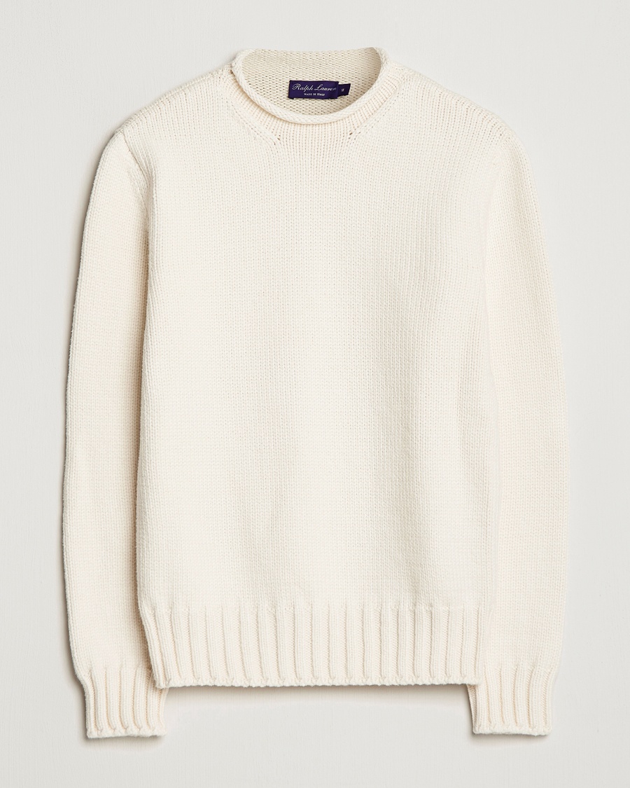 Herre | Ralph Lauren Purple Label | Ralph Lauren Purple Label | Caged Cotton Rib Sweater Natural