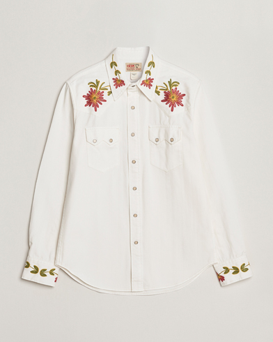 Herre | American Heritage | RRL | Sawtooth Western Embroidered Shirt White Wash