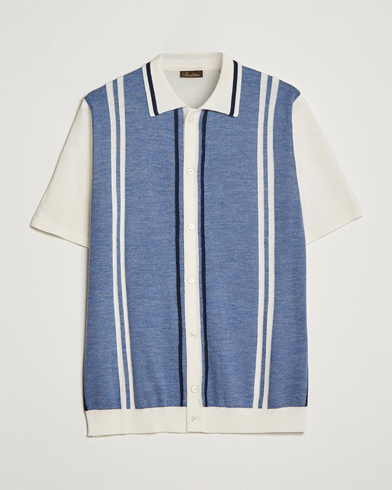 Herre | Kortærmede skjorter | Stenströms | Ripley Merino Striped Polo Shirt Blue