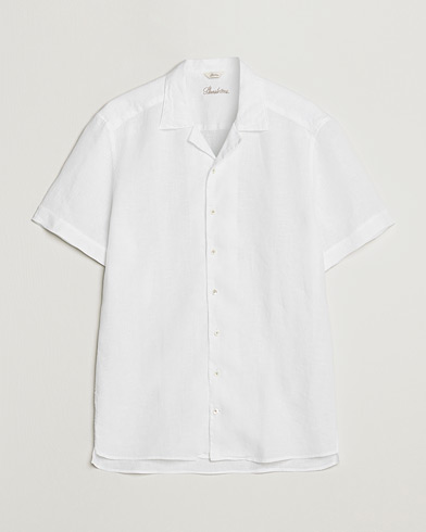 Herre |  | Stenströms | Slimline Short Sleeve Resort Linen Shirt White