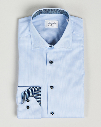 Herre | Stenströms | Stenströms | Slimline Cut Away Micro Stripe Contrast Shirt Blue