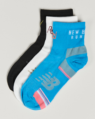 Herre | Strømper | New Balance Running | 3-Pack Ankle Running Socks White/Black/Blue