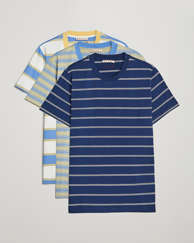 Herre | Kortærmede t-shirts | Marni | 3-Pack Block Stripe T-Shirt Citrine